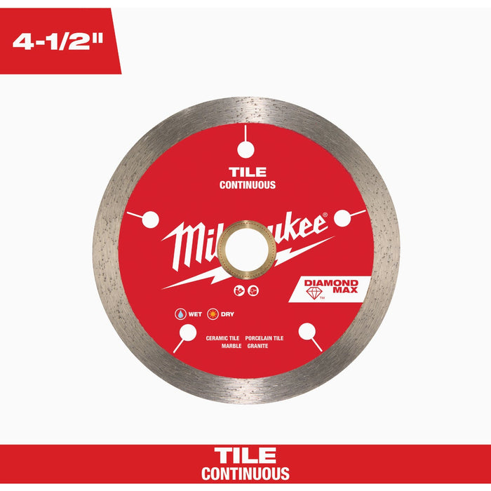Milwaukee DIAMOND MAX 4-1/2 In. Continuous Rim Tile Diamond Blade
