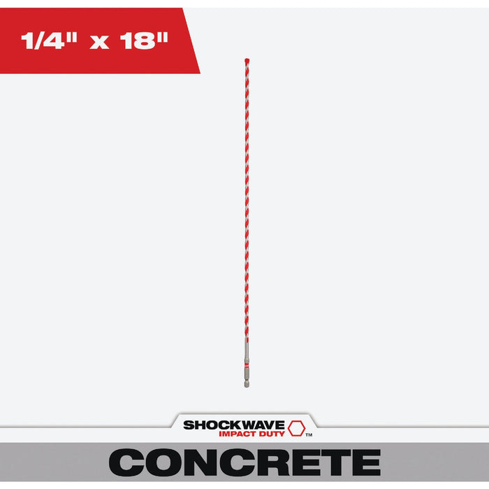 Milwaukee SHOCKWAVE 1/4 In. x 18 In. Impact Duty Masonry Carbide Hammer Drill Bit