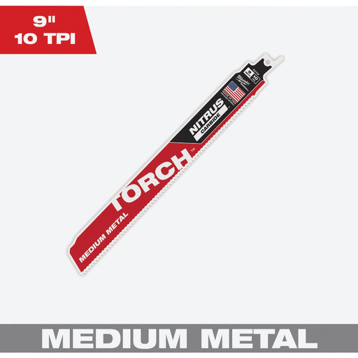 Milwaukee TORCH 9 In. 10 TPI NITRUS Carbide Medium Metal Reciprocating Saw Blade