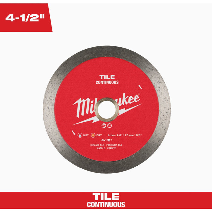 Milwaukee 4-1/2 In. Continuous Rim Tile Diamond Blade