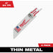Milwaukee SAWZALL 4 In. 24 TPI Metal Reciprocating Saw Blade (5-Pack)