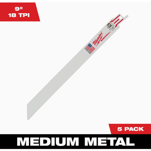 Milwaukee SAWZALL 9 In. 18 TPI Metal Reciprocating Saw Blade (5-Pack)