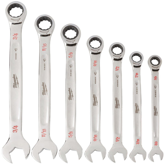 Milwaukee Standard 12-Point Ratcheting Combination Wrench Set (7-Piece)