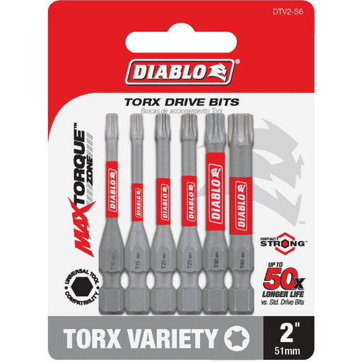 Diablo 2 In. Torx Impact Screwdriver Bit Set (6-Piece)