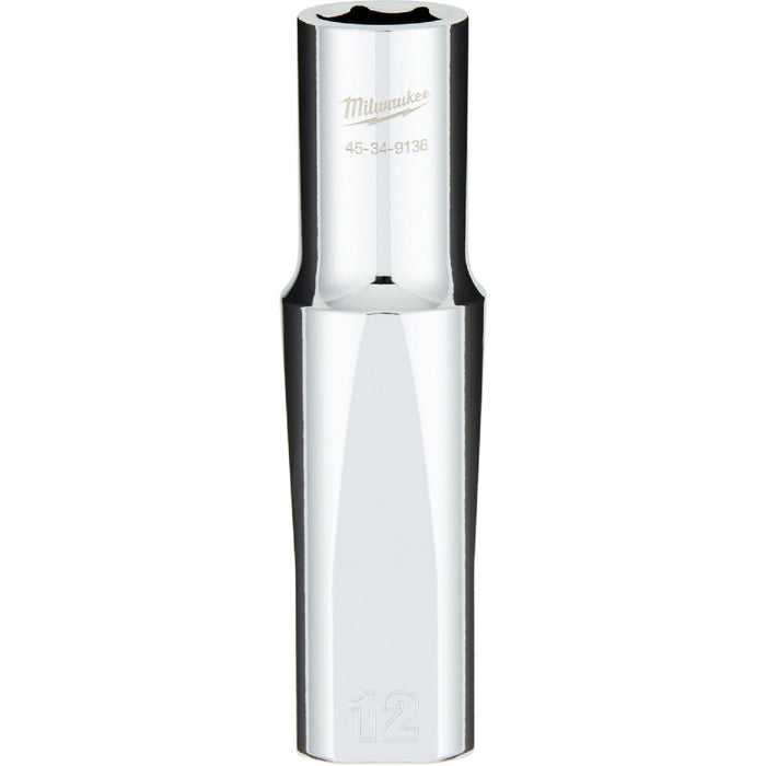 Milwaukee 1/2 In. Drive 12 mm 6-Point Deep Metric Socket with FOUR FLAT Sides