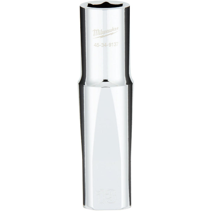 Milwaukee 1/2 In. Drive 13 mm 6-Point Deep Metric Socket with FOUR FLAT Sides