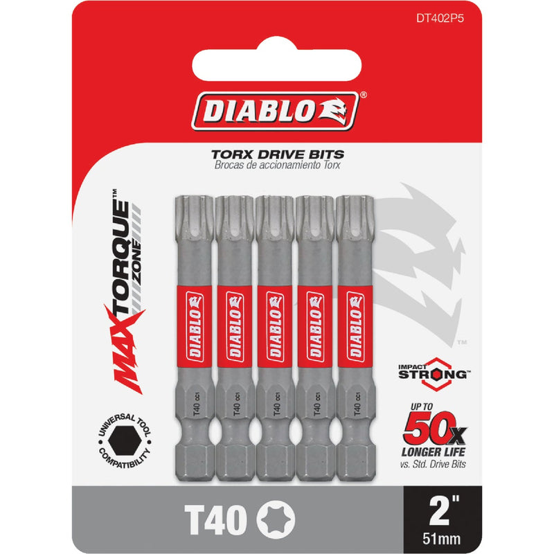 Diablo T40 TORX 2 In. Power Impact Screwdriver Bit (5-Pack)