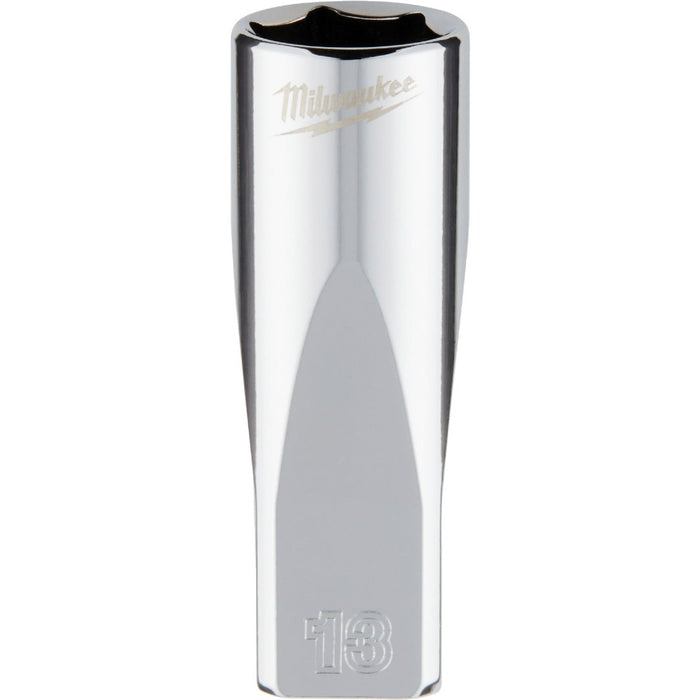 Milwaukee 1/4 In. Drive 13 mm 6-Point Deep Metric Socket with FOUR FLAT Sides