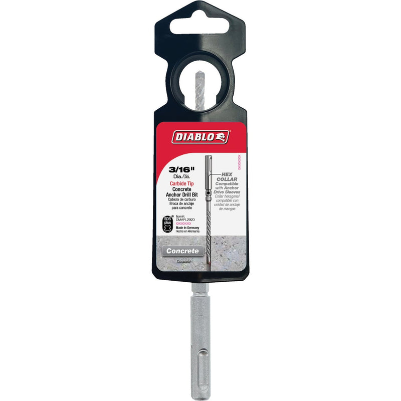Diablo SDS-Plus Anchor 3/16 In. x 6 In. Full Carbide Rotary Hammer Drill Bit