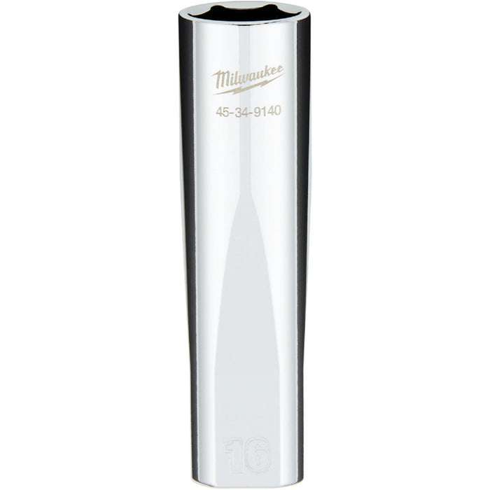 Milwaukee 1/2 In. Drive 16 mm 6-Point Deep Metric Socket with FOUR FLAT Sides