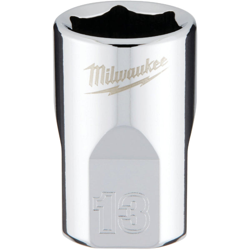 Milwaukee 3/8 In. Drive 13 mm 6-Point Shallow Metric Socket with FOUR FLAT Sides