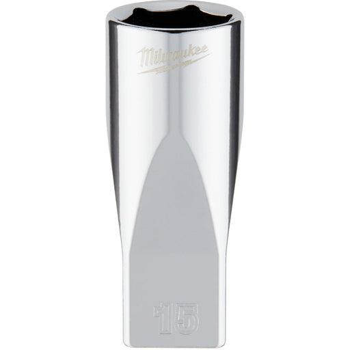 Milwaukee 1/4 In. Drive 15 mm 6-Point Deep Metric Socket with FOUR FLAT Sides