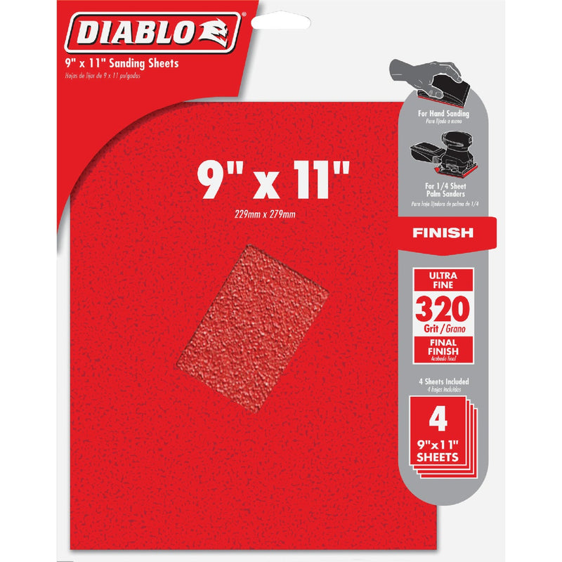 Diablo 9 In. x 11 In. 320 Grit Ultra Fine Sandpaper (4-Pack)