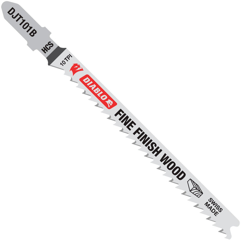 Diablo T-Shank 4 In. x 10 TPI High Carbon Steel Jig Saw Blade for Fine Finish Cuts in Wood (5-Pack)