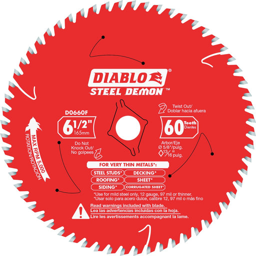 Diablo Steel Demon 6-1/2 in. 60-Tooth Thin Metal Circular Saw Blade