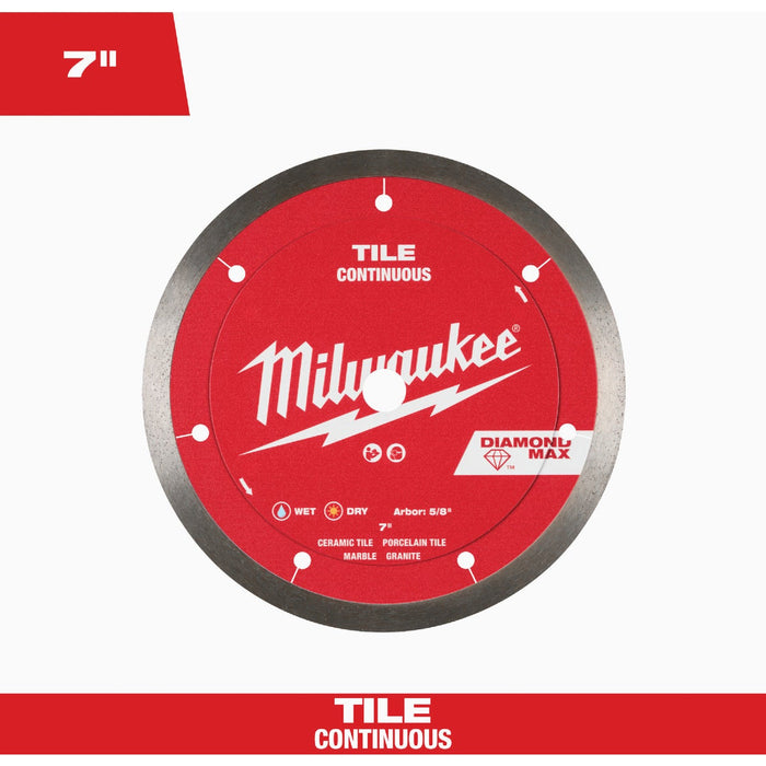 Milwaukee DIAMOND MAX 7 In. Continuous Rim Tile Diamond Blade