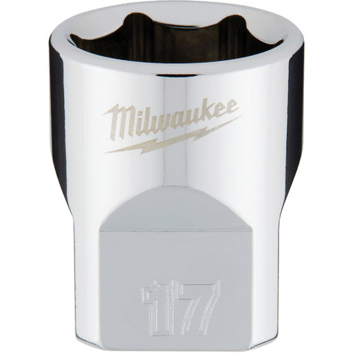 Milwaukee 3/8 In. Drive 17 mm 6-Point Shallow Metric Socket with FOUR FLAT Sides