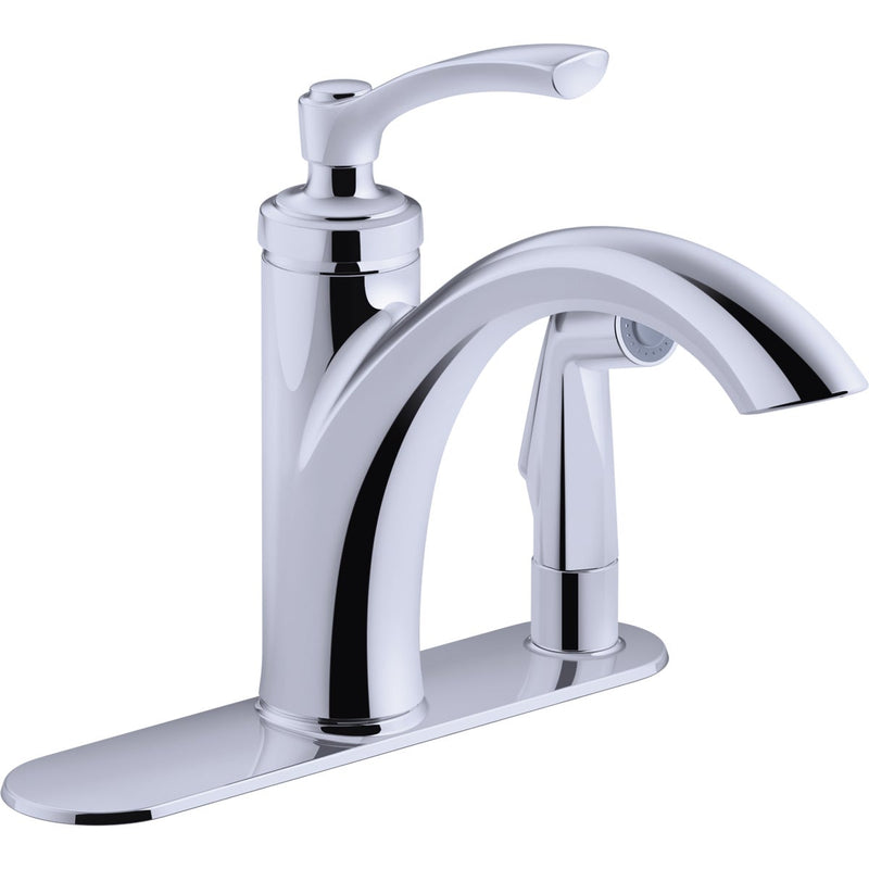 Kohler Linwood 1-Handle Lever Kitchen Faucet with Integrated Spray, Chrome
