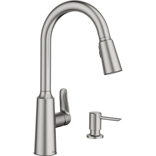 Moen Edwyn 1-Handle Pull-Down Kitchen Faucet with Soap Dispenser, Spot Resist Stainless Steel