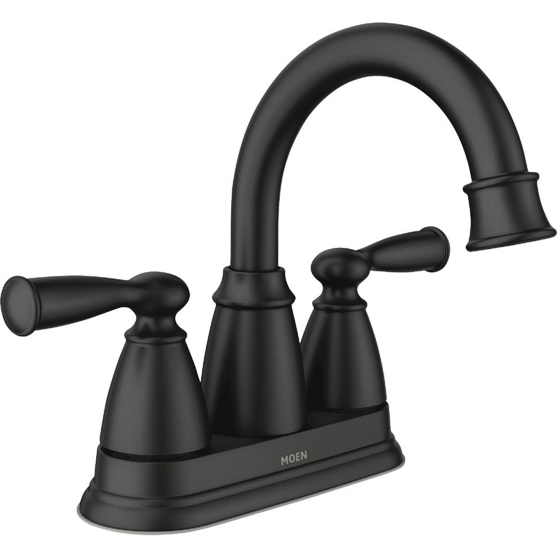 Moen Banbury 2-Handle Lever High Arc Centerset Bathroom Faucet with Push-Down, Matte Black