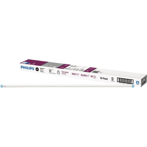 Philips Instant Fit 32W Equivalent 48 In. Cool White T8 Type A LED Tube Light Bulb (10-Pack)