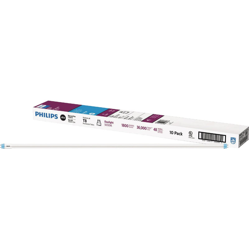 Philips Instant Fit 32W Equivalent 48 In. Daylight T8 Type A LED Tube Light Bulb (10-Pack)