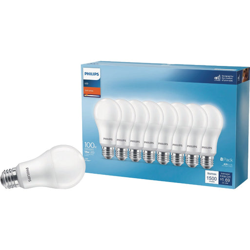 Philips 100W Equivalent Soft White A19 Medium LED Light Bulb (8-Pack)