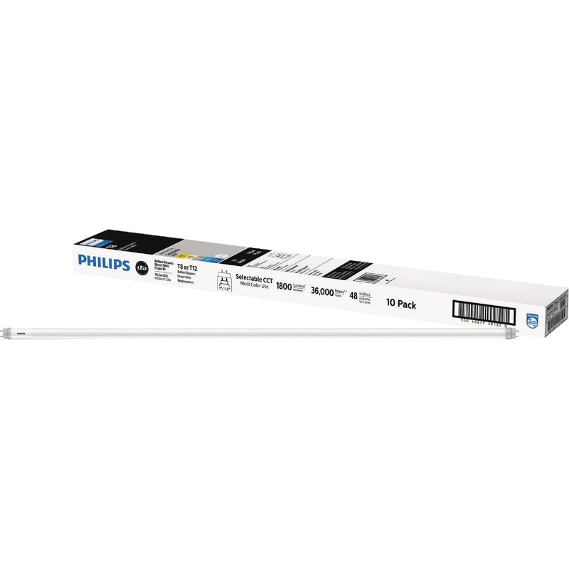 Philips InstantFit 32W Equivalent 48 In. T8 Type A Multi-CCT LED Tube Light Bulb (10-Pack)
