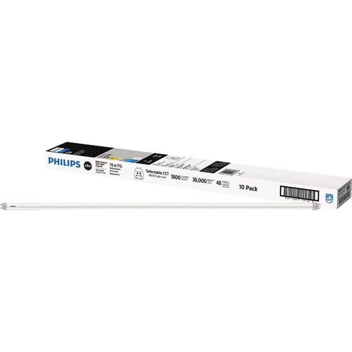 Philips InstantFit 32W Equivalent 48 In. T8 Type A Multi-CCT LED Tube Light Bulb (10-Pack)