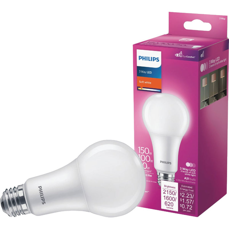 Philips 50/100/150W Equivalent Soft White A21 Medium 3-Way LED Light Bulb