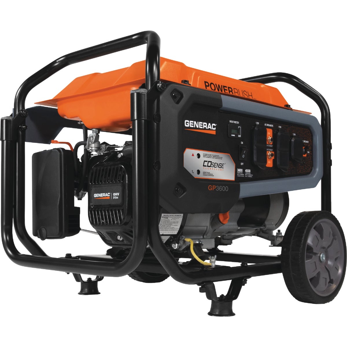 Generac GP3600 3600W Gasoline Powered Recoil Start Portable Generator ...