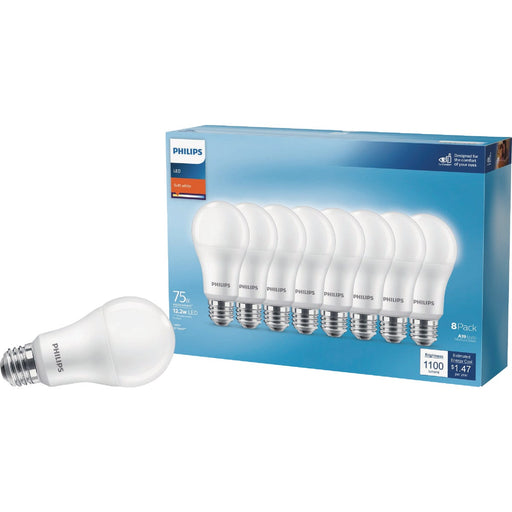 Philips 75W Equivalent Soft White A19 Medium LED Light Bulb (8-Pack)