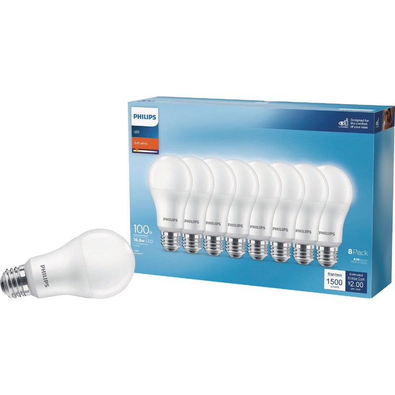 Philips 100W Equivalent Soft White A19 Medium LED Light Bulb (8-Pack)