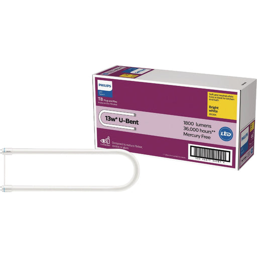 Philips InstantFit 32W Equivalent U-Bent T8 Type A Bright White LED Tube Light Bulb