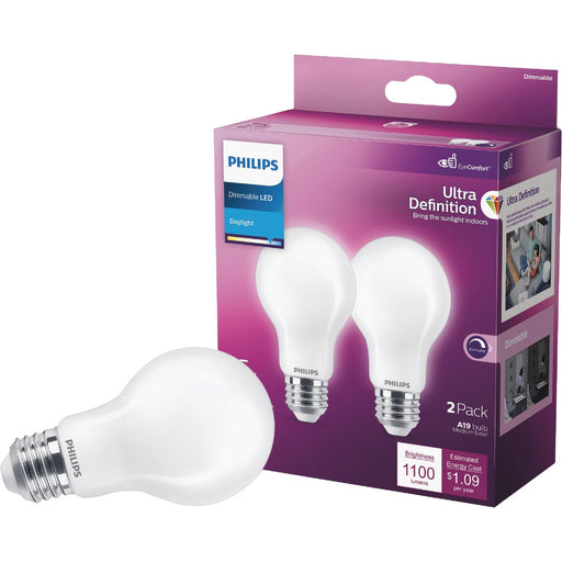 Philips Ultra Definition 75W Equivalent Daylight A19 Medium LED Light Bulb, Frosted (2-Pack)