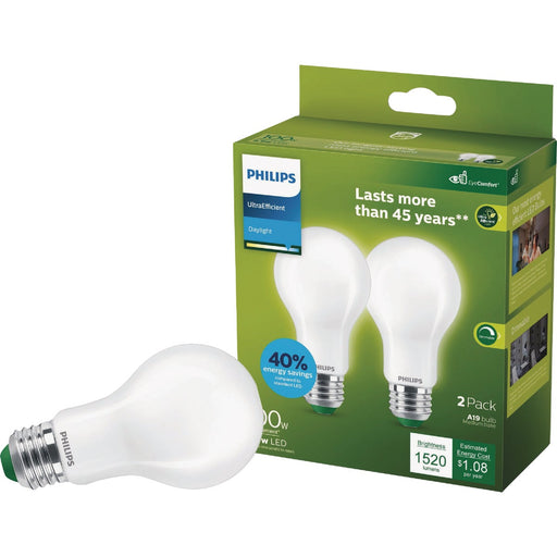 Philips Ultra Efficient 100W Equivalent Daylight Frosted A19 LED Bulb (2-Pack)
