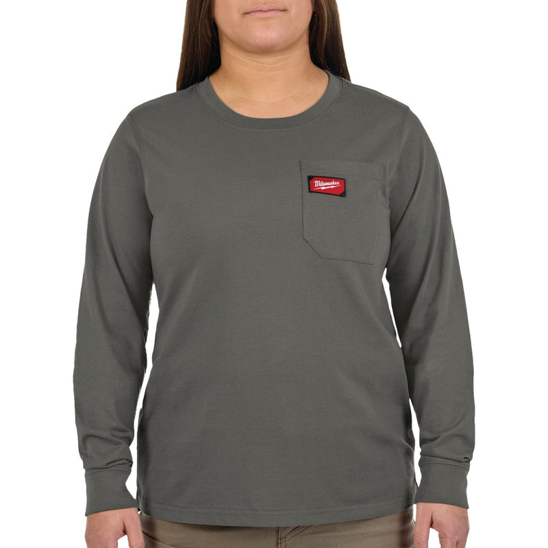 Milwaukee GRIDIRON Women's Medium Gray Long Sleeve Pocket T-Shirt
