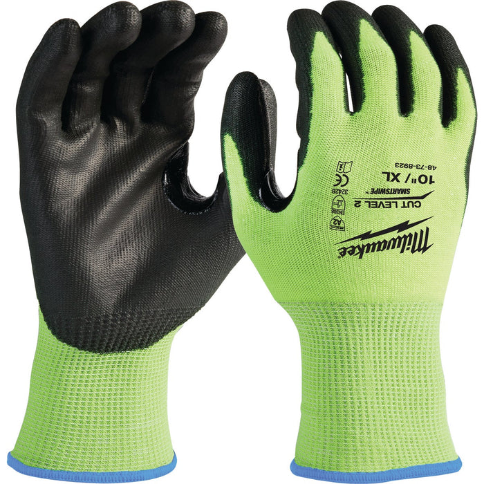 Milwaukee Unisex XL Cut Level 2 High Vis Polyurethane Dipped Glove