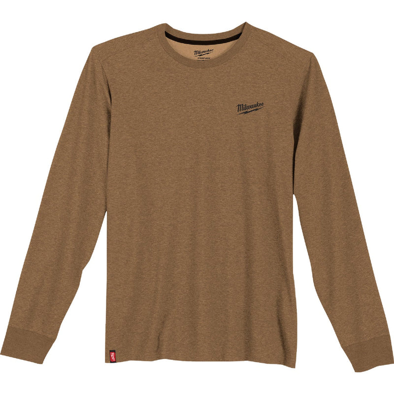 Milwaukee FREEFLEX Men's 2XL Brown Long Sleeve Hybrid Work T-Shirt