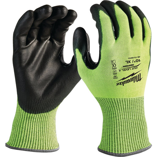 Milwaukee Unisex Large Cut Level 3 High Vis Polyurethane Dipped Glove