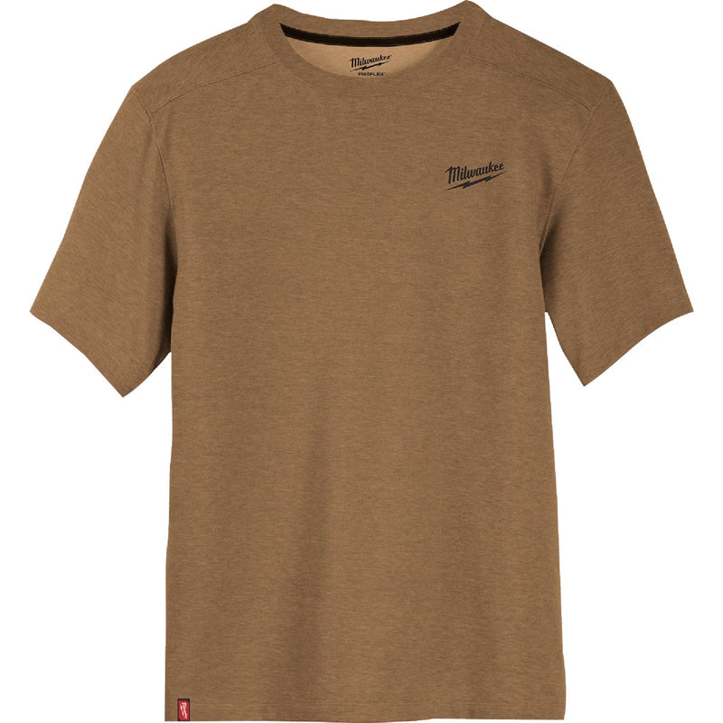 Milwaukee FREEFLEX Men's 2XL Brown Short Sleeve Hybrid Work T-Shirt
