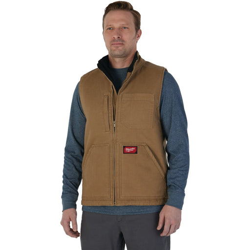 Milwaukee GRIDIRON Men's 2XL Brown Sherpa-Lined Vest