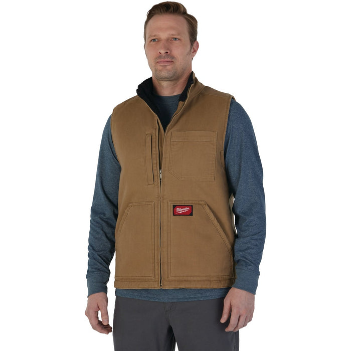 Milwaukee GRIDIRON Men's 2XL Brown Sherpa-Lined Vest