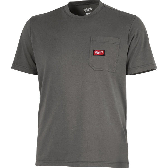 Milwaukee GridIron Small Gray Short Sleeve Heavy-Duty Pocket T-Shirt
