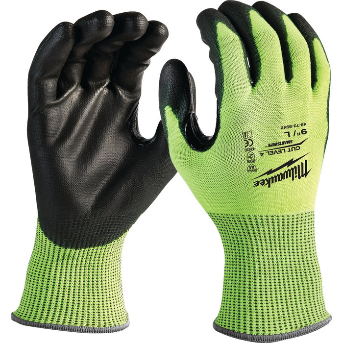 Milwaukee Unisex Large Cut Level 4 High Vis Polyurethane Dipped Glove