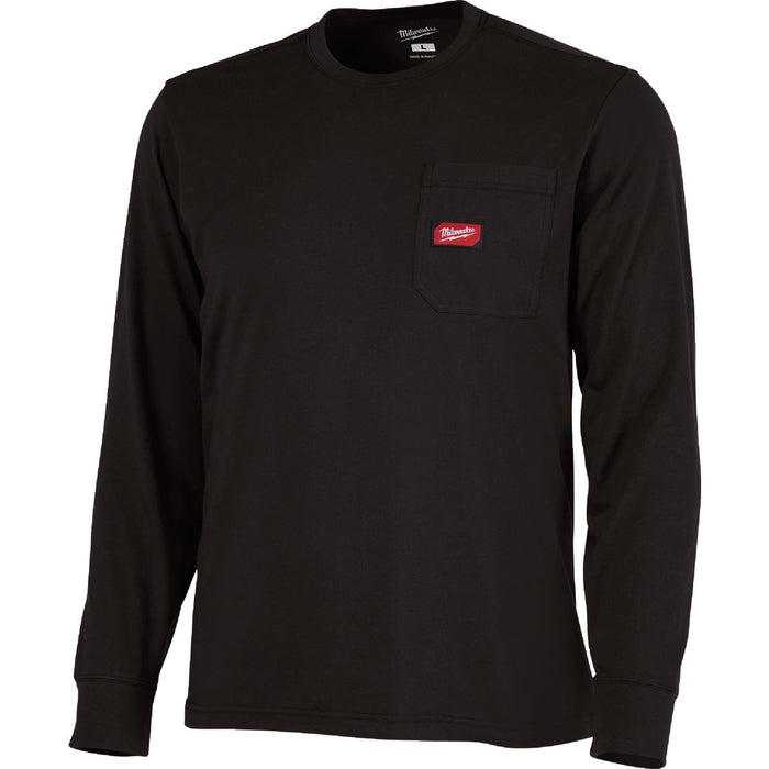 Milwaukee GridIron Large Black Long Sleeve Heavy-Duty Pocket T-Shirt