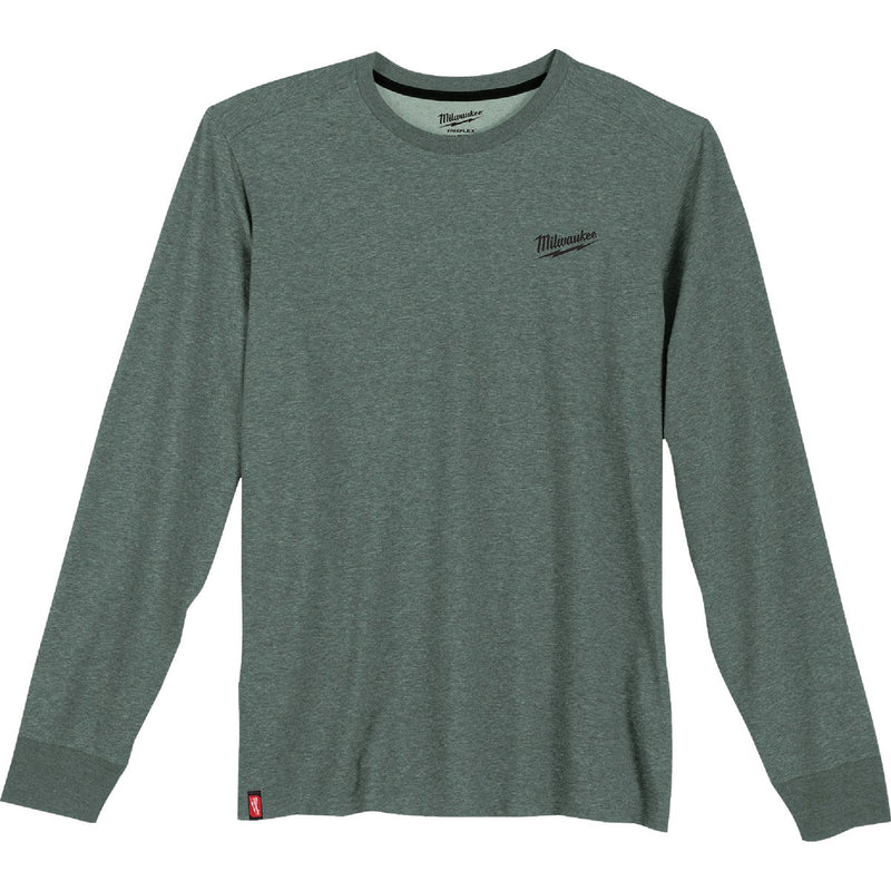 Milwaukee FREEFLEX Men's 2XL Green Long Sleeve Hybrid Work T-Shirt