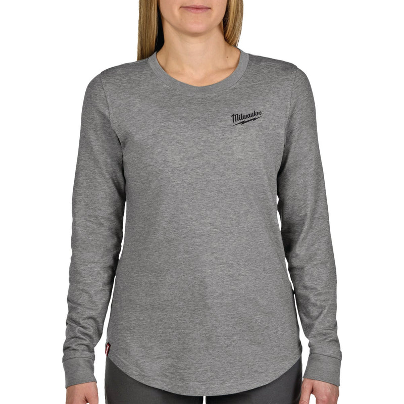 Milwaukee FREEFLEX Women's Small Gray Long Sleeve Hybrid T-Shirt