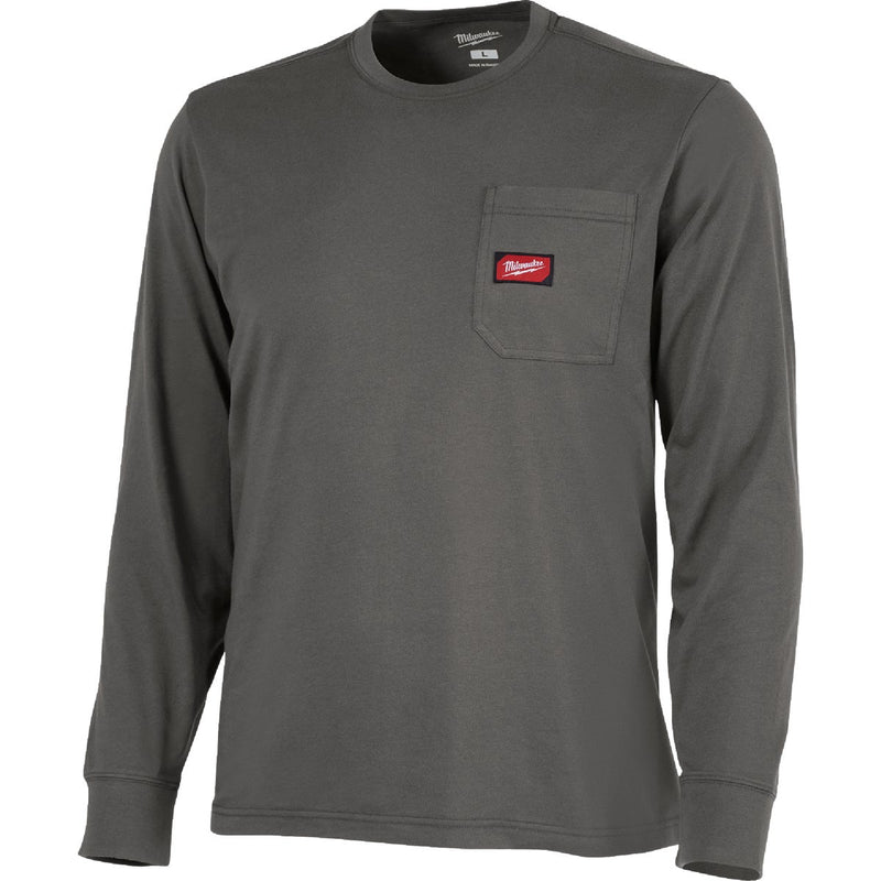 Milwaukee GridIron 2XL Gray Long Sleeve Heavy-Duty Pocket T-Shirt