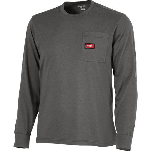 Milwaukee GridIron Large Gray Long Sleeve Heavy-Duty Pocket T-Shirt
